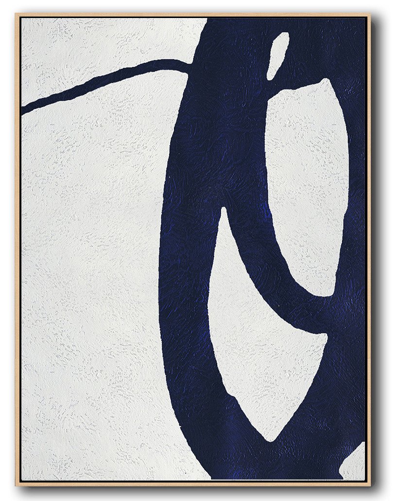 Extra Large 72" Acrylic Painting,Navy Blue Abstract Painting Online,Canvas Paintings For Sale